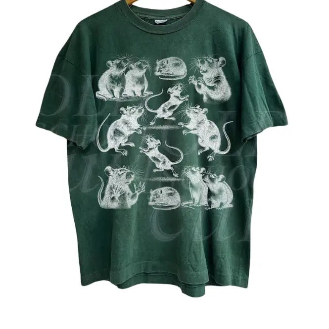 Crazy Rats Vintage 90s T-Shirt, Retro Medieval Rat Tshirt, Gothic Grunge Clothing, Horror Funny Rats Tee, Dark Academia...