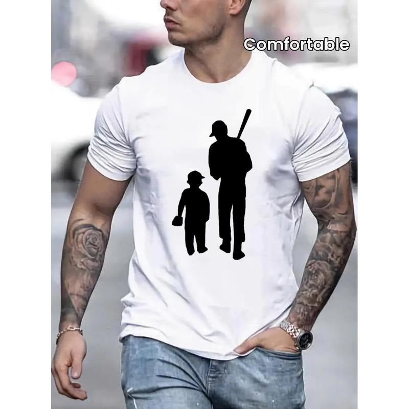 Crew Neck Baseball Player Print Men's Fashionable Summer Short Sleeve Sports T-shirt, Comfortable And Versatile made in...