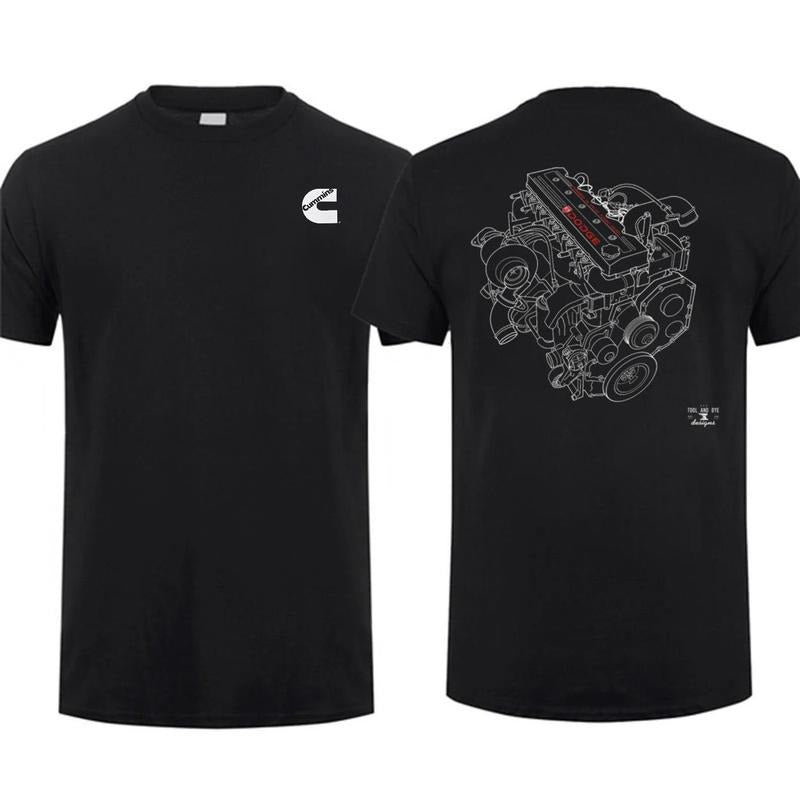 Cummins 59l 24v 2-sided T-shirt Car Parts Shirt Cummins Engine Shirt Car Lover Mens Cotton, Menswear Car Parts Short...