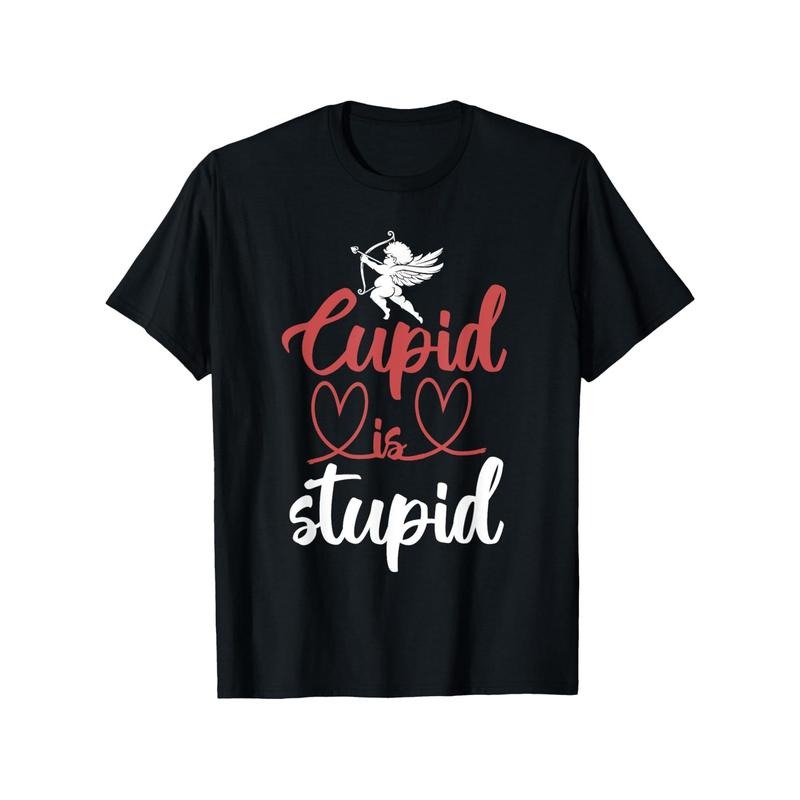 Cupid Is Stupid Couples Cupid Heart Valentines Day T-Shirt, 100%Cotton, S-XXXL, Valentines Day T-Shirt for Men, 180g...