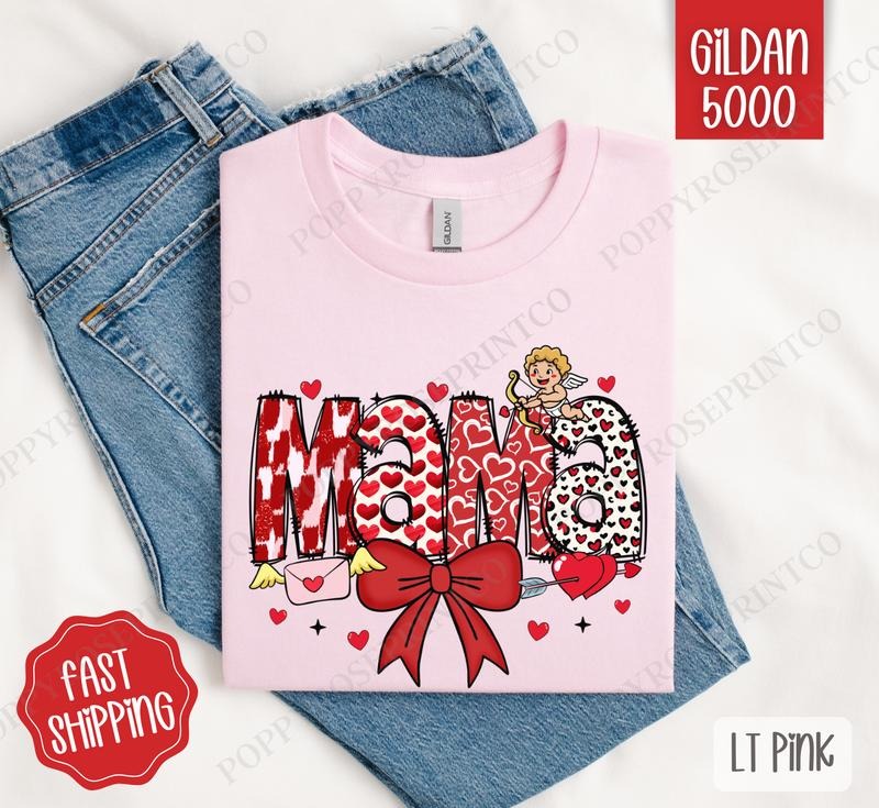 Cupid Mama Shirt Gildan, Valentine's Day Women's Tee, Cute Women's Tshirt Plus Sizes Hoodie, Sweatshirt | TeeBloomCo.com