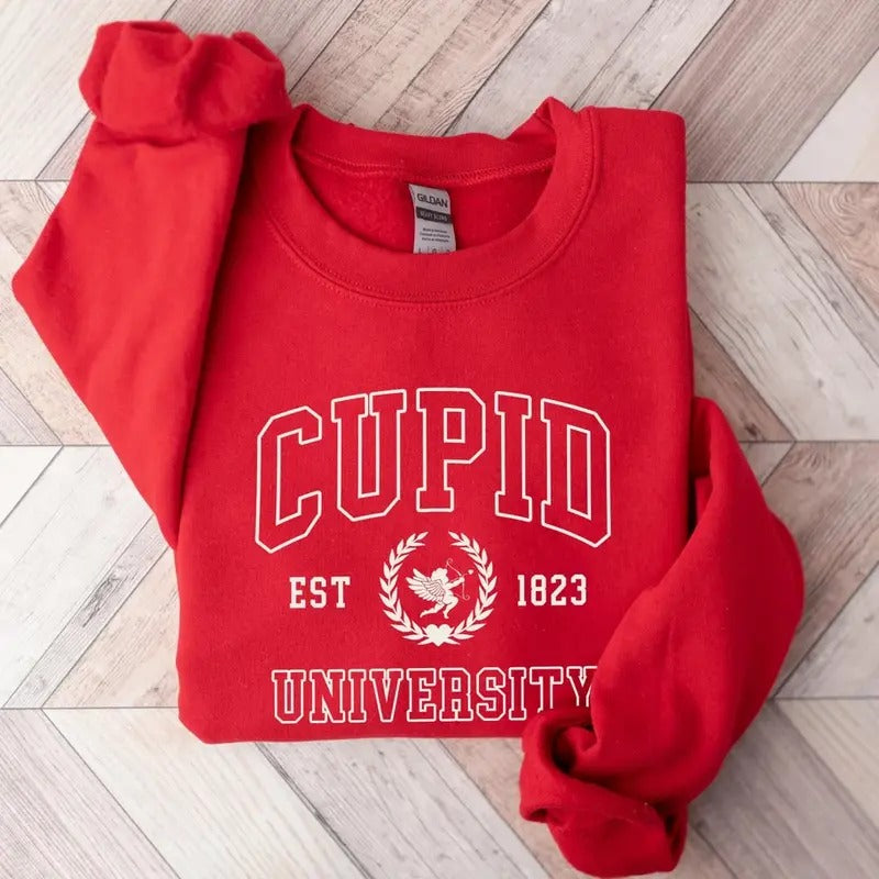 Cupid University Sweatshirt, Cute Valentine's Day Shirt, Funny College Sweatshirt, Love Crewneck Sweatshirt, Cupid...