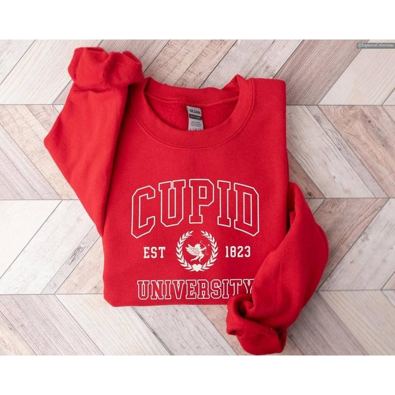 Cupid University Valentine's Day Sweater Hoodie T-Shirt, Cute Funny College Love Day Couple Gift Sweatshirt , Global...