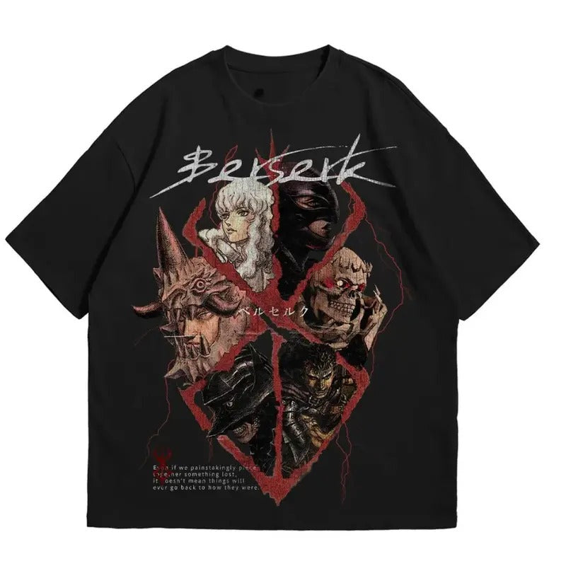Curse Mark Manga T-Shirt, Berserk Graphic Tee with Guts, Griffith & Skull Knight, Unisex Casual Gym Pump Cover Cotton...