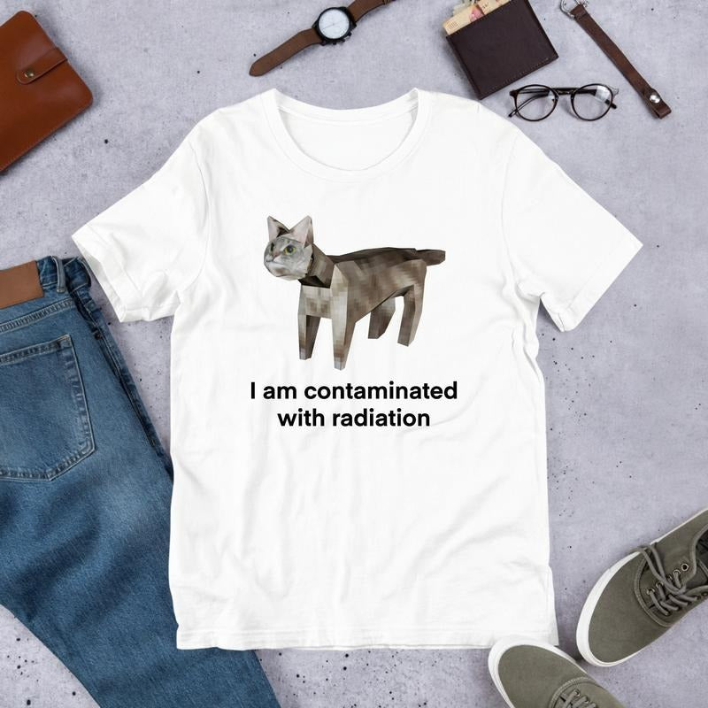 I Am Contaminated Funny Cat Meme Shirt / Ironic Shirt / Weirdcore Clothing / Low Poly Feline / Oddly Specific / Unhinged...