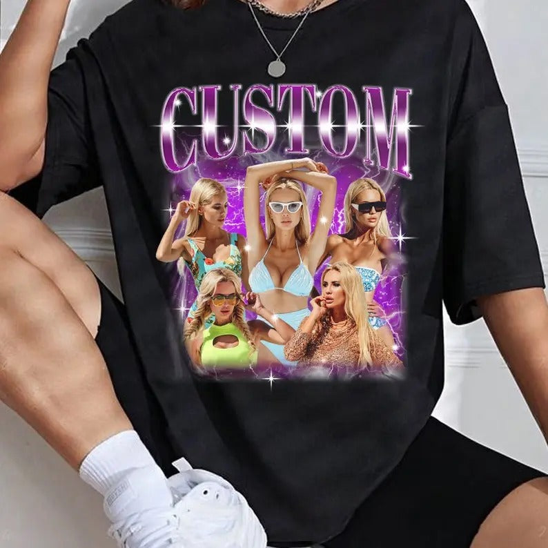Custom 90s Vintage Bootleg Shirt, Custom Face Shirt, Custom Bootleg shirt, Custom Photo Shirt, custom vintage t shirt,...