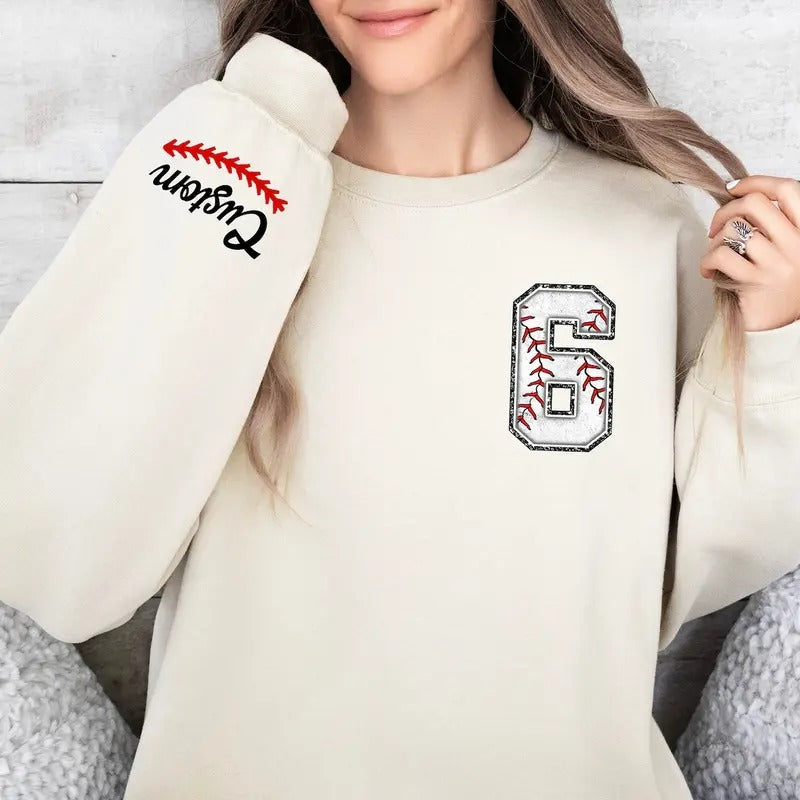 Custom Baseball Sweatshirt, Softball Mom Crewneck, Baseball Shirt, Custom Baseball Hoodie, Personalized Sport Shirt,...