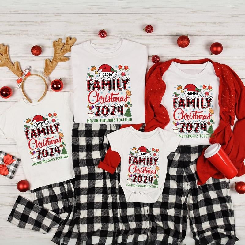 Custom Family Matching Christmas Shirts, Personalized Christmas Family Graphic Tee, Holiday Matching T-shirt, Custom...