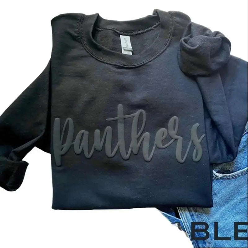 Custom Name Puff Print Crewneck Sweatshirt, Hoodie, T-shirt | TeeBloomCo.com