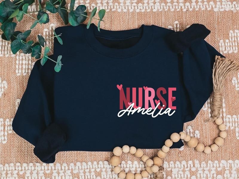 Custom Nurse Valentine Days Sweatshirt, Valentine Nurse Sweater, Valentines Day Gift For Nurse, Registered Nurse Sweater,...