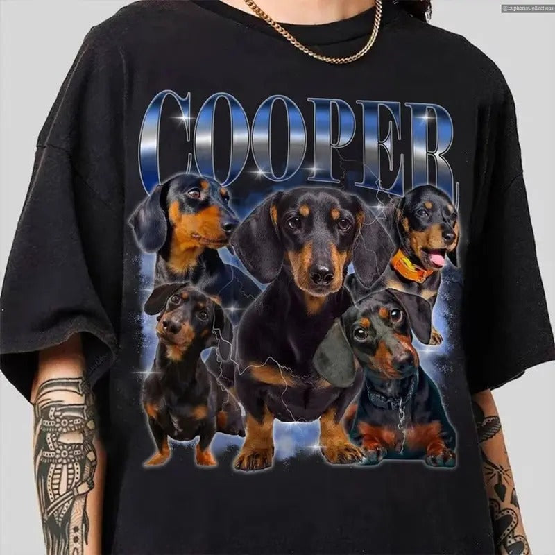 Custom Vintage Pet Shirt - Personalized Pet Rap Tee, Retro 90s Graphic T-Shirt, Dog Cat Lover Apparel, Custom Pet Face...