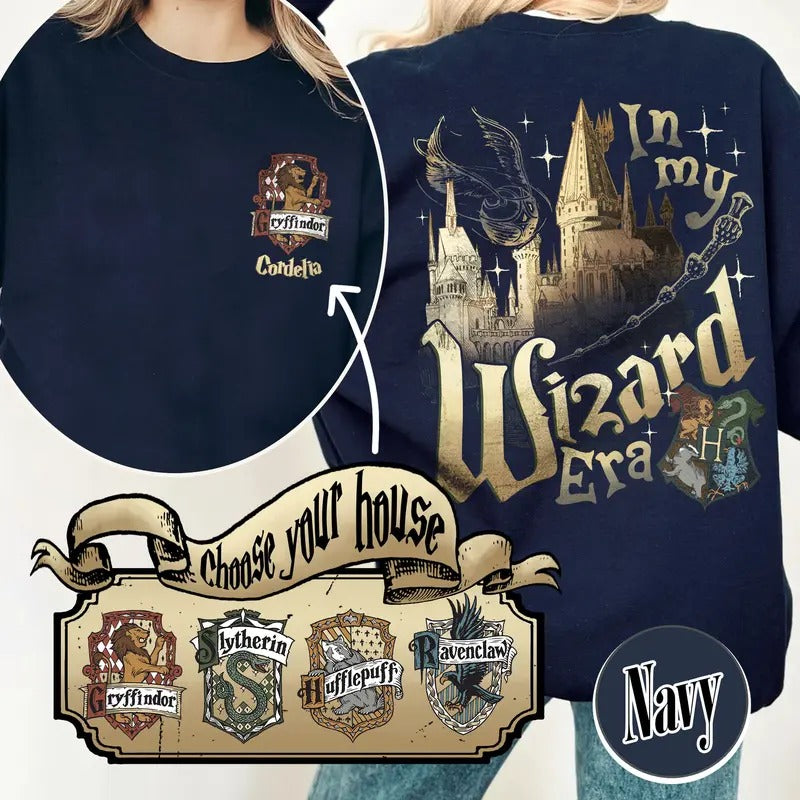 Custom Wizard Houses Sweatshirt, Wizard School House Shirt, Wizard House Shirt, HP Shirt, Fantasy Wizard Shirt, in My...