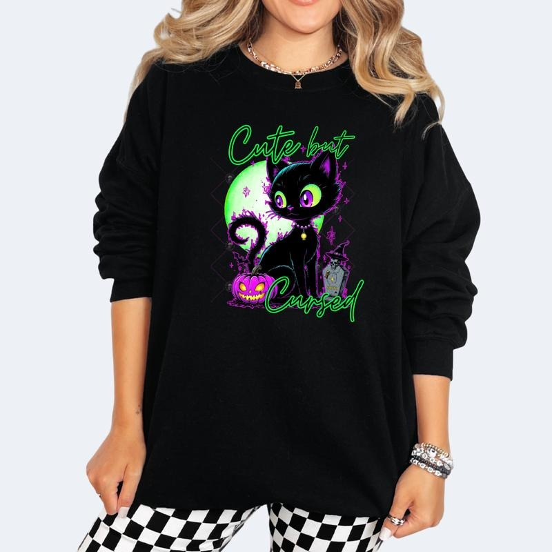 Cute But Feral Halloween Streetwear Style Crewneck Sweatshirt T Shirt or Hoodie Grunge Aesthetic Pullover Retro Vibes...