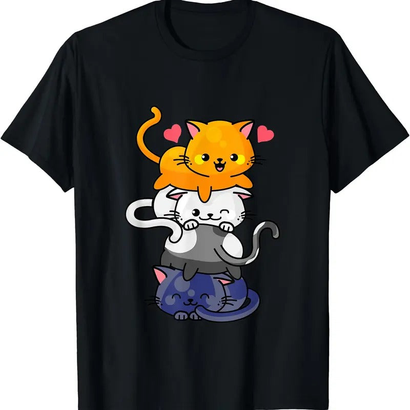 Cute Cat For Women Girls Kitty Pile Cats Anime Kawaii Neko TShirt Hoodie, Sweatshirt | TeeBloomCo.com