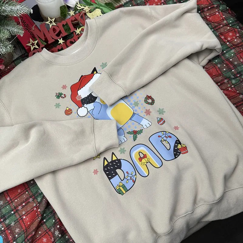 Cute Christmas Dad Crewneck Sweatshirt, Christmas Family Matching Shirt, Christmas 2024 Gifts Hoodie | TeeBloomCo.com