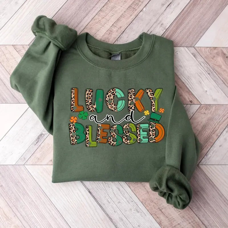 Cute Lucky Sweatshirt, Funny St Patrick's Day Sweatshirt, Happy Shamrock Shirt, Irish Shirt, Women's St Patricks Day...