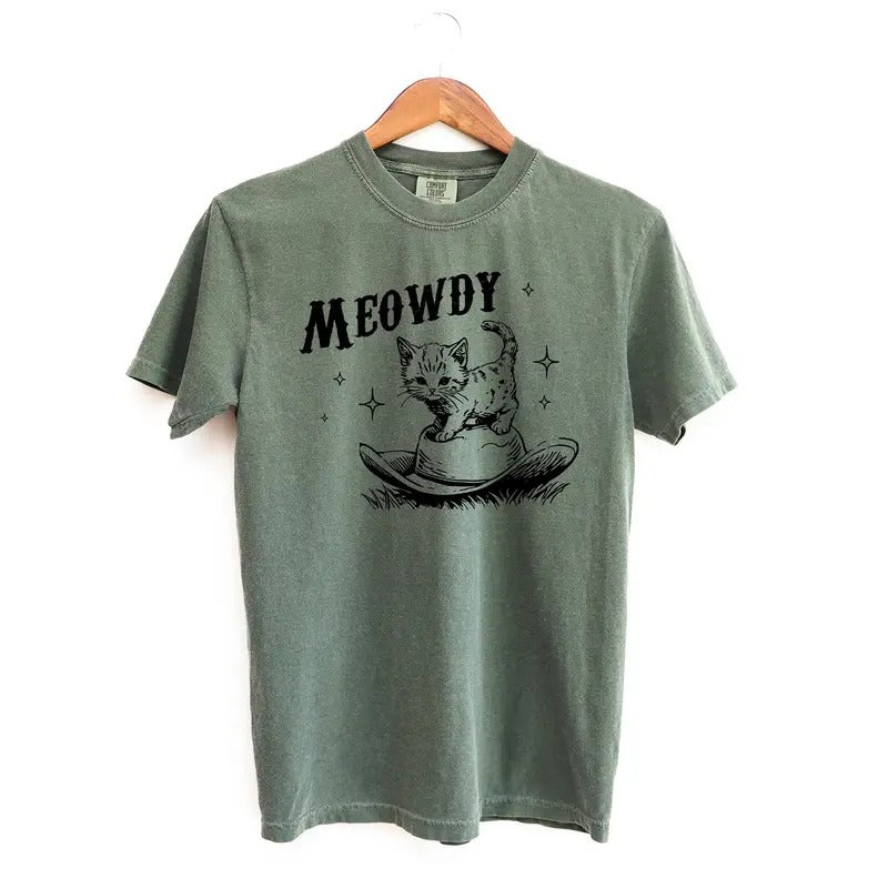 Cute Meowdy Cowboy Shirt, Cute Comfort Colors Shirts Hoodie, Sweatshirt | TeeBloomCo.com