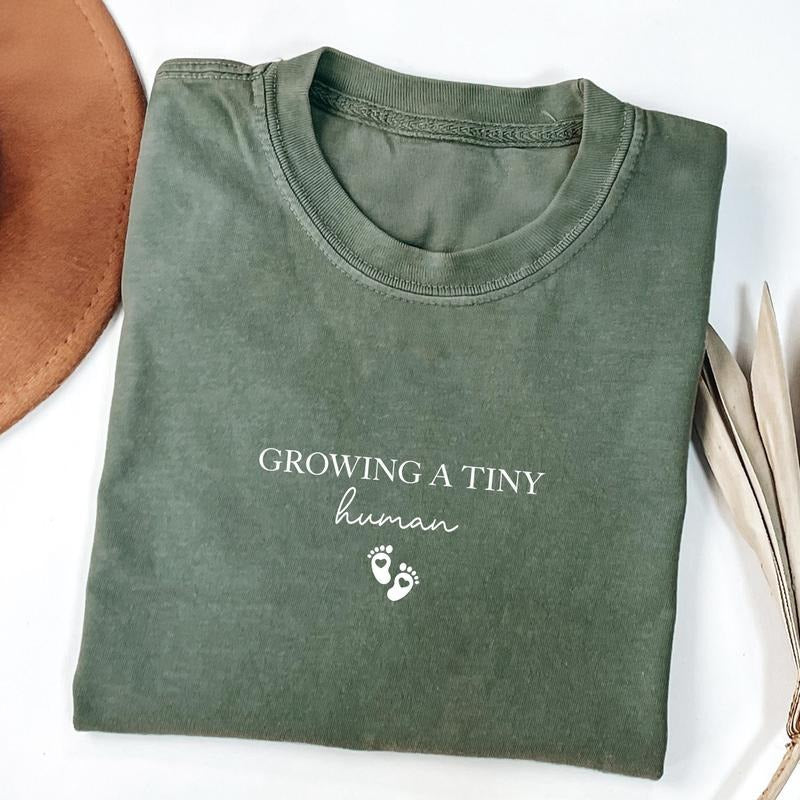 Cute Pregnancy T-shirt, Growing a Tiny Human, Pregnancy Announcement Shirt, Maternity Tee, Baby Bump Shirt, Mom-to-Be...