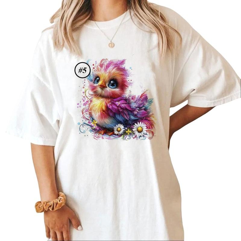 Cute Rainbow Chicken Funny T-shirt Unisex Colorful Chicken Chicken Sweatshirt hoodie Cotton Top | TeeBloomCo.com
