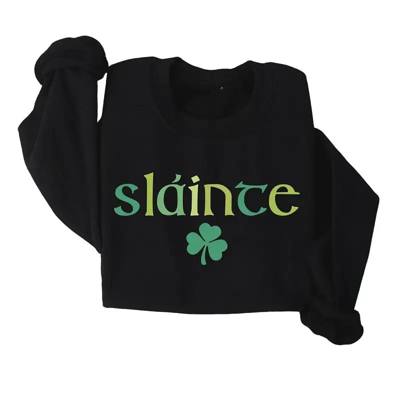 Cute Slainte Sweatshirt, Womens Irish Sweatshirt, St Patrick's Day Sweatshirt, Trendy St Patricks Day Shirt, Lucky...