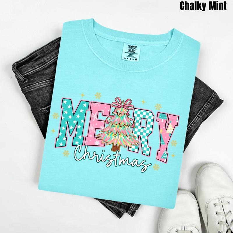 Cute Tree Merry Christmas Comfort Colors T-Shirt 'NLB' Hoodie, Sweatshirt | TeeBloomCo.com