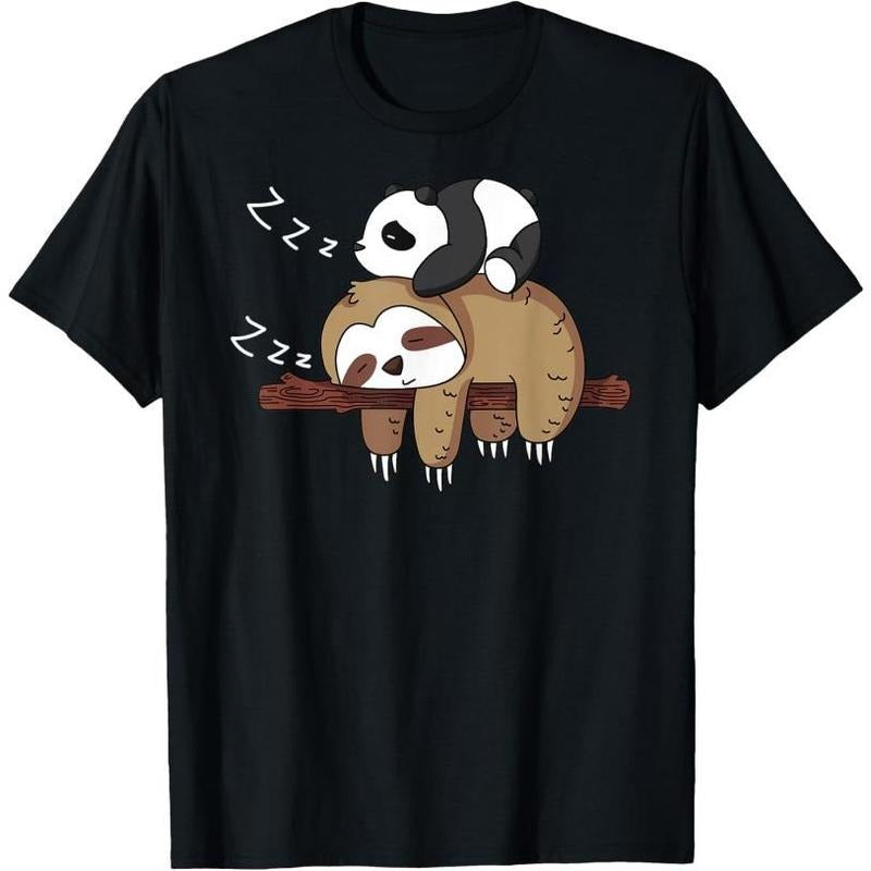 Cute panda sleeping on sloth design sloth T-Shirt Made in USA Hoodie, Sweatshirt | TeeBloomCo.com