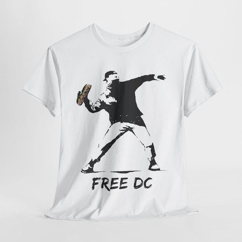 DC Sandwich Thrower Banksy Inspired Tee, Free DC Statehood Advocate Anti-Trump Shirt, Washington Resistance Abolish ICE...