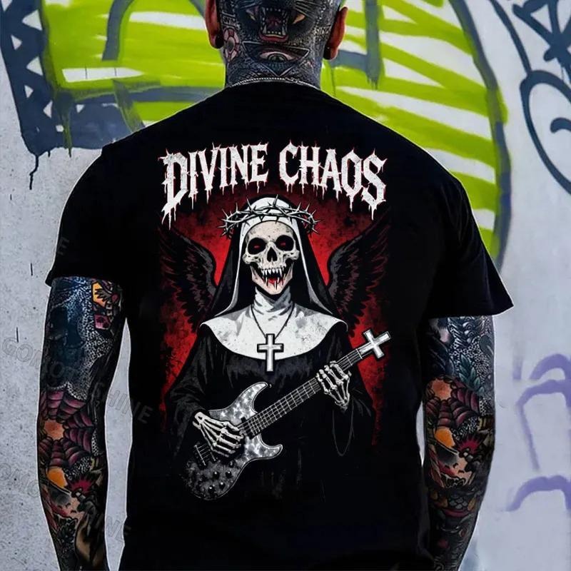DIVINE CHAOS Skeleton Nun Print Men's T-shirt Hoodie, Sweatshirt | TeeBloomCo.com