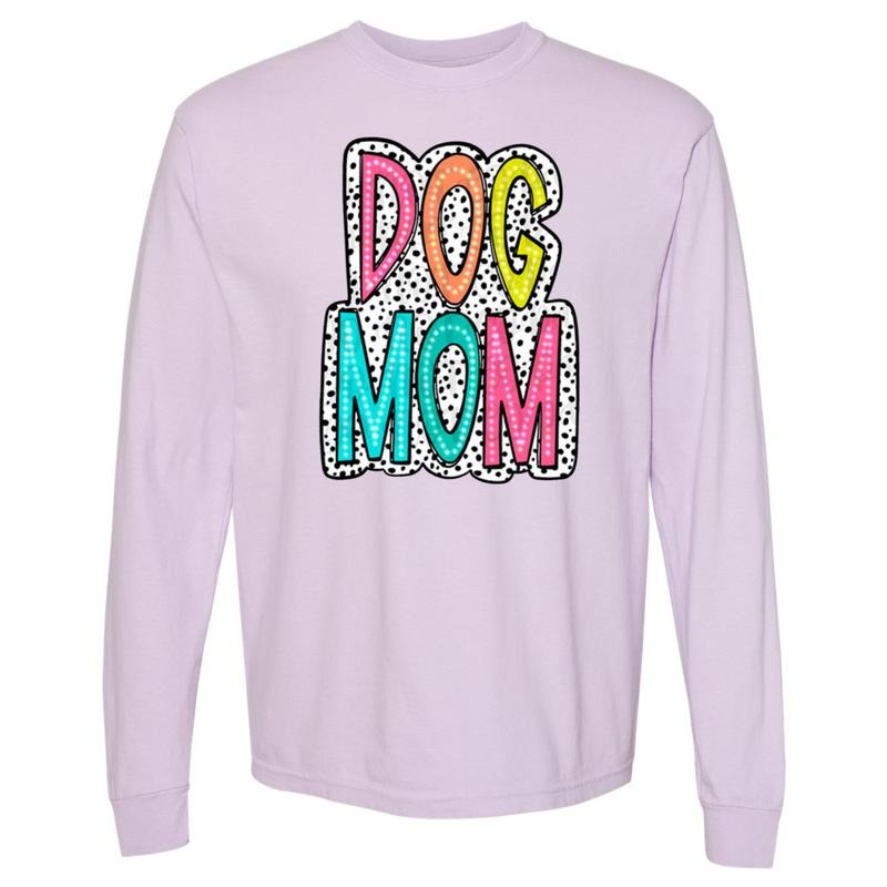 DOG MOM Neon Spotted LONG SLEEVE Comfort Colors T-Shirt Hoodie, Sweatshirt | TeeBloomCo.com