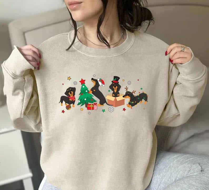 Dachshund Christmas Sweatshirt, Dachshund Xmas Sweater, Christmas Dog Shirt, Xmas Dachshund Tee, Christmas Gift For Dog...