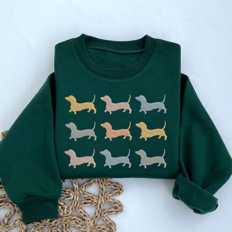 Dachshund Embroidered Sweatshirt, Dog Embroidered Crewneck, Gift Sweater for Dog Lovers T-Shirts, Hoodie | TeeBloomCo.com