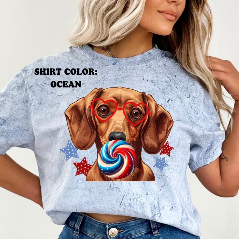 Dachshund July 4th Dog Shirt ~ Unisex Apparel Relaxed Fit Printed In The USA Clothing Womenswear Casual Comfort Cotton...