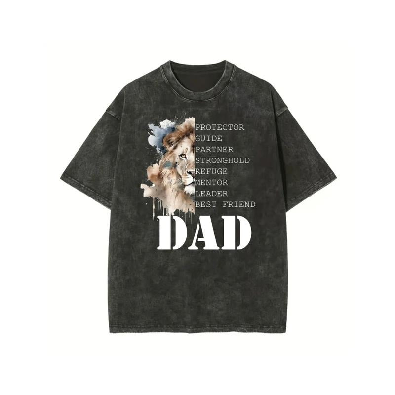 Dad And Lion Christian Comfy Printed Tee Pure Cotton Fabric Casual Streetstyle Crew Neck Short Sleeve Soft-Washed T-Shirt...
