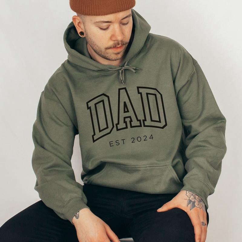 Dad Est 2024 Hoodie, Dad Sweatshirt, Custom Dad SHirt, Pregnancy Announcement for Dad, Gift for Dad, Father's Day Shirt,...