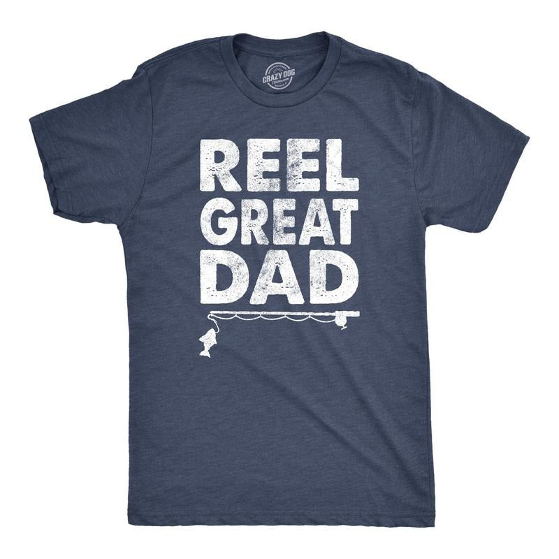 Dad Fishing Shirts Funny Father's Day Reel Cool Dad Papa Grandpa Tee Mens Funny T Shirts Cool Tees Soft Stylish Casual...