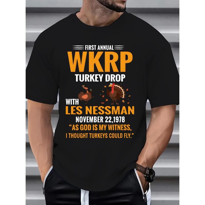 Daily wear men's crew neck T-shirt, men's Turkey print T-shirt, casual short sleeves made in usa Hoodie, Sweatshirt
