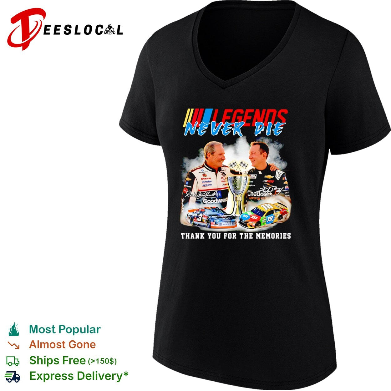 Dale Earnhardt and Kyle Busch Legends Never Die NASCAR Thank You for the Memories shirt