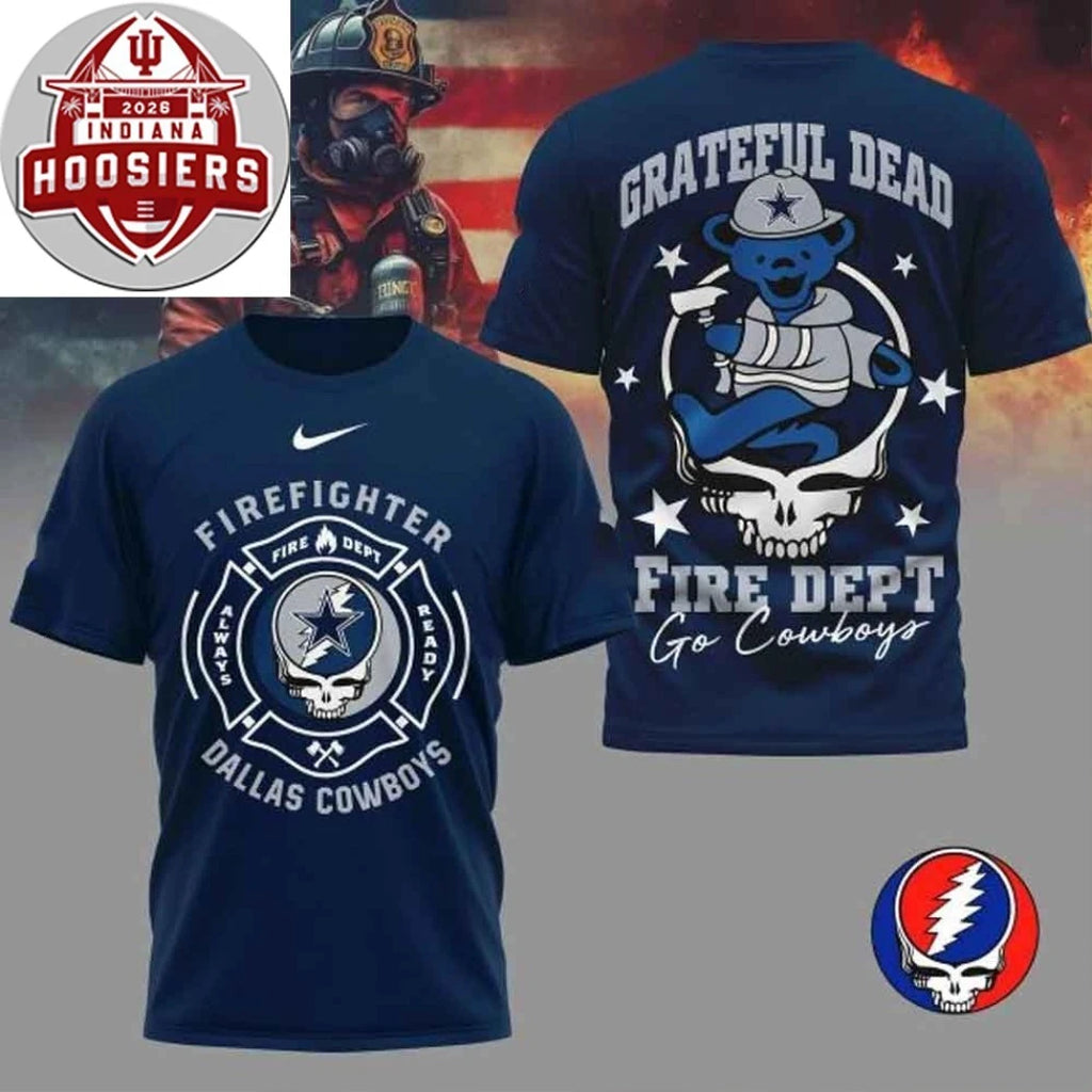 Dallas Cowboys X Grateful Dead Firefighter Go Cowboys Skull Shirt