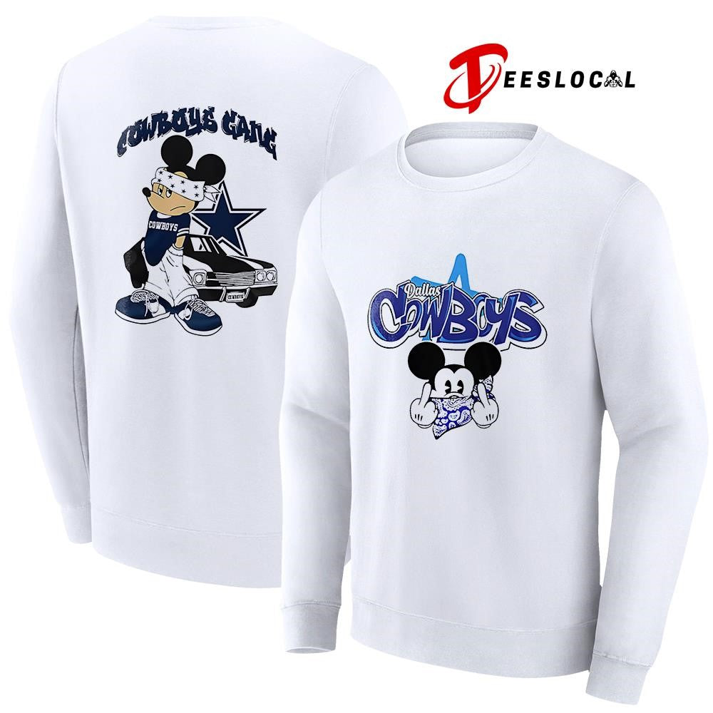 Dallas Cowboys x Gangsta Mickey Mouse middle finger shirt