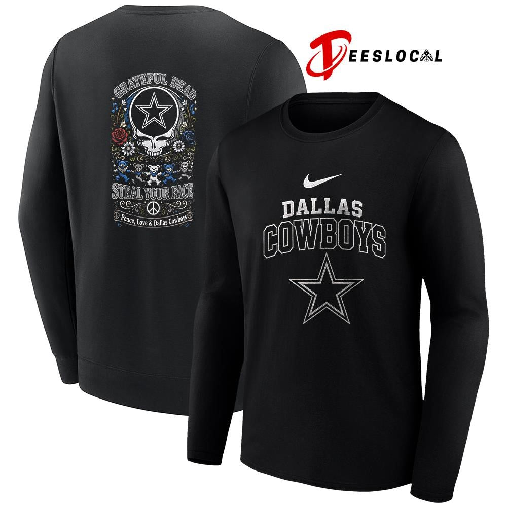 Dallas Cowboys x Grateful Dead steal your face peace love logo shirt