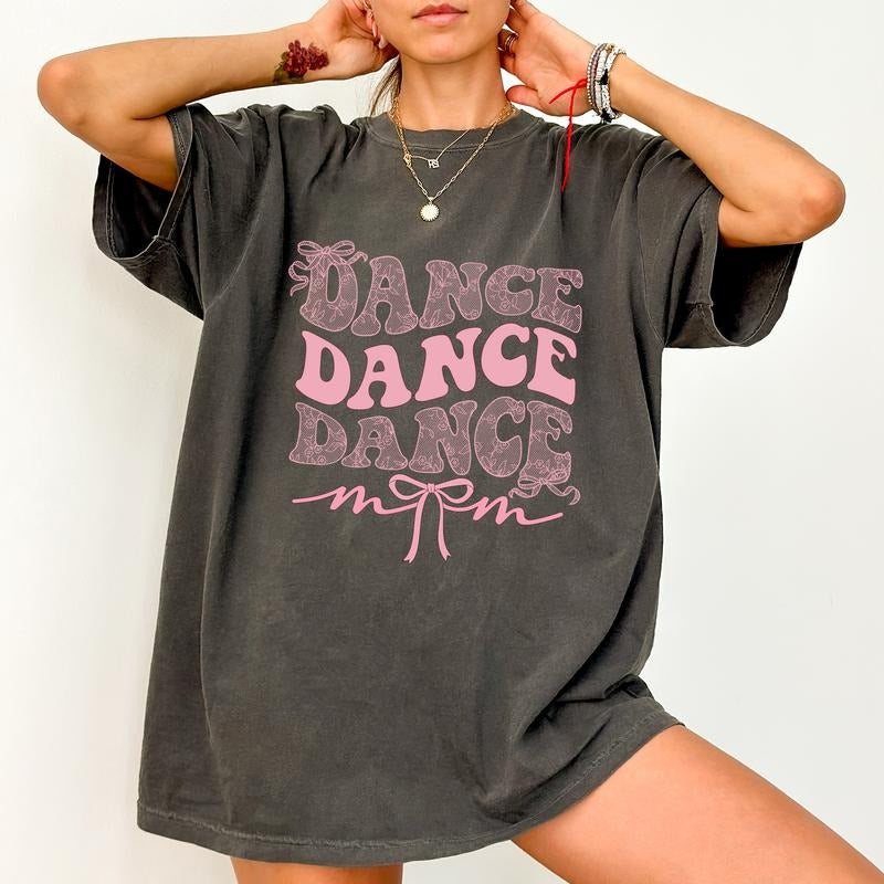 Dance Mom Comfort Colors Shirt, Lace Coquette Bow Mom T-shirt, Mothers Day Graphic Tee, Girl Mama Clothing, Gift for Mom,...