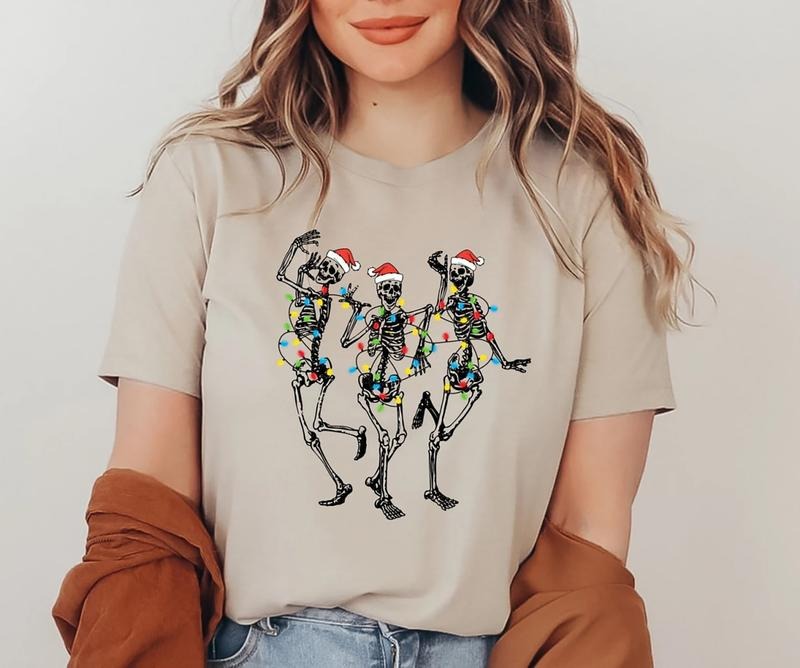 Dancing Skeleton Christmas Sweatshirt, Christmas Skeleton T-Shirt, Jolly Skeleton Xmas Tee Shirt, Holiday Shirt, Gift For...