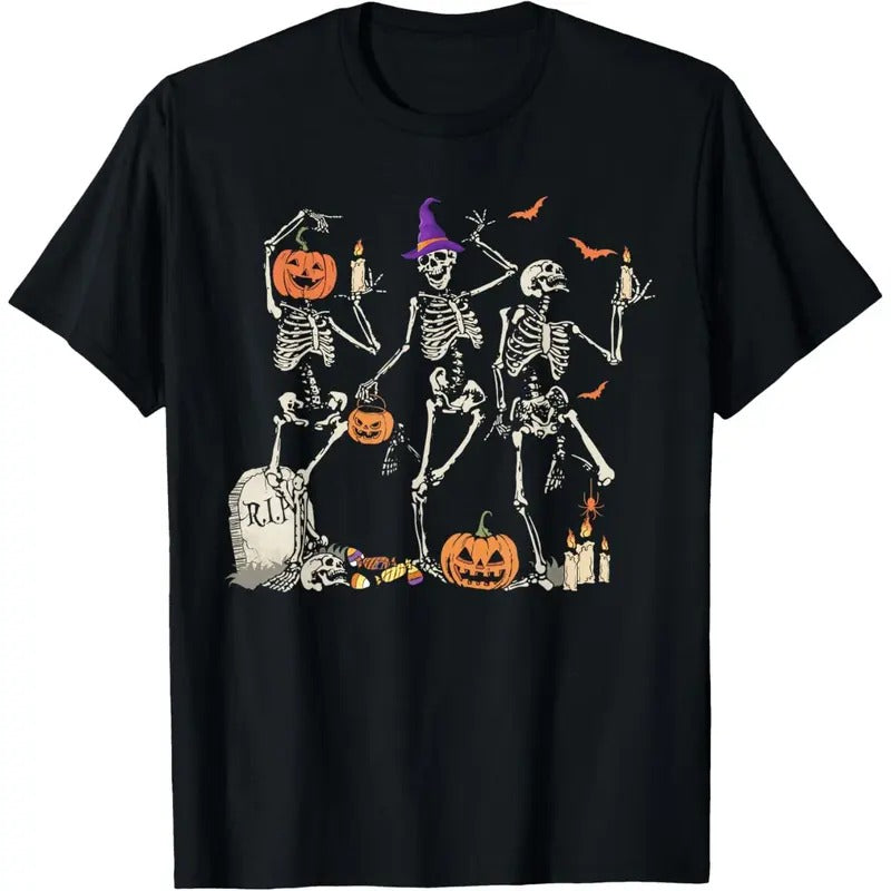 Dancing Skeleton Shirt for Women Men Happy Halloween Skull T-Shirt made in usa Hoodie, Sweatshirt | TeeBloomCo.com