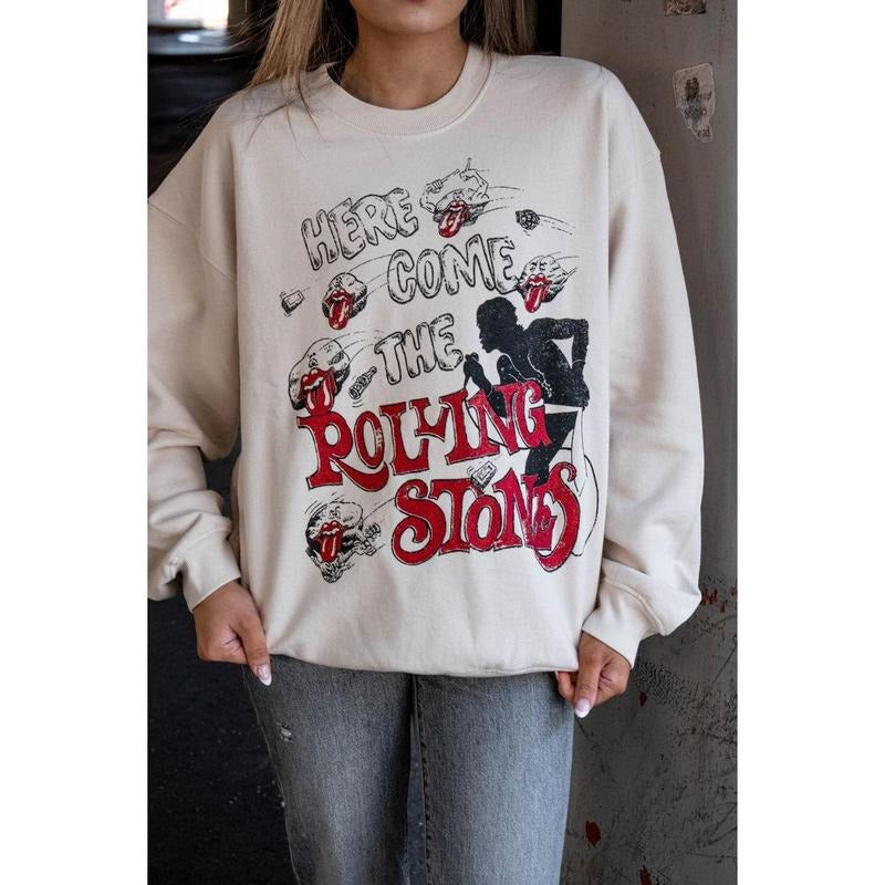 Daydreamer Here Comes the Stones Sweatshirt - M Dirty White T-Shirts, Hoodie | TeeBloomCo.com