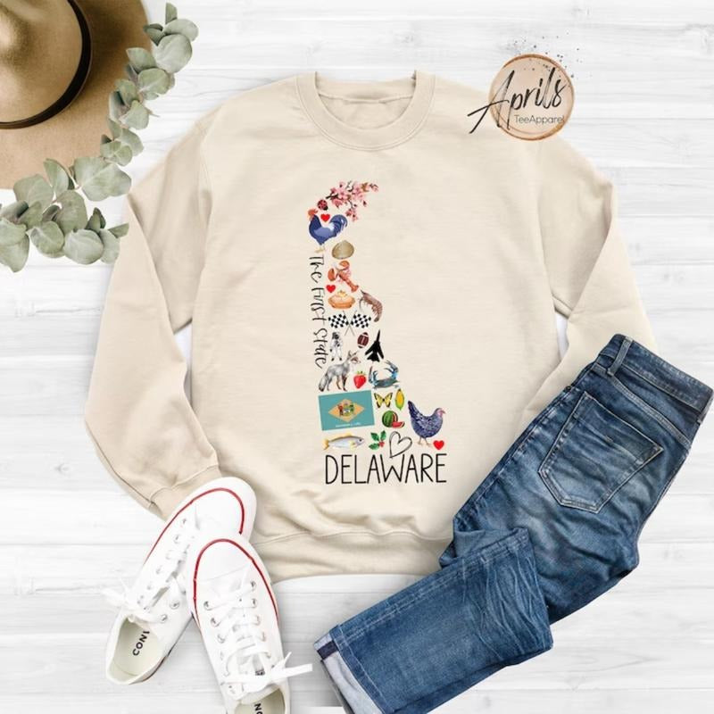Delaware Sweatshirt, Delaware Hoodie, State Shirt Tops Fashion | TeeBloomCo.com