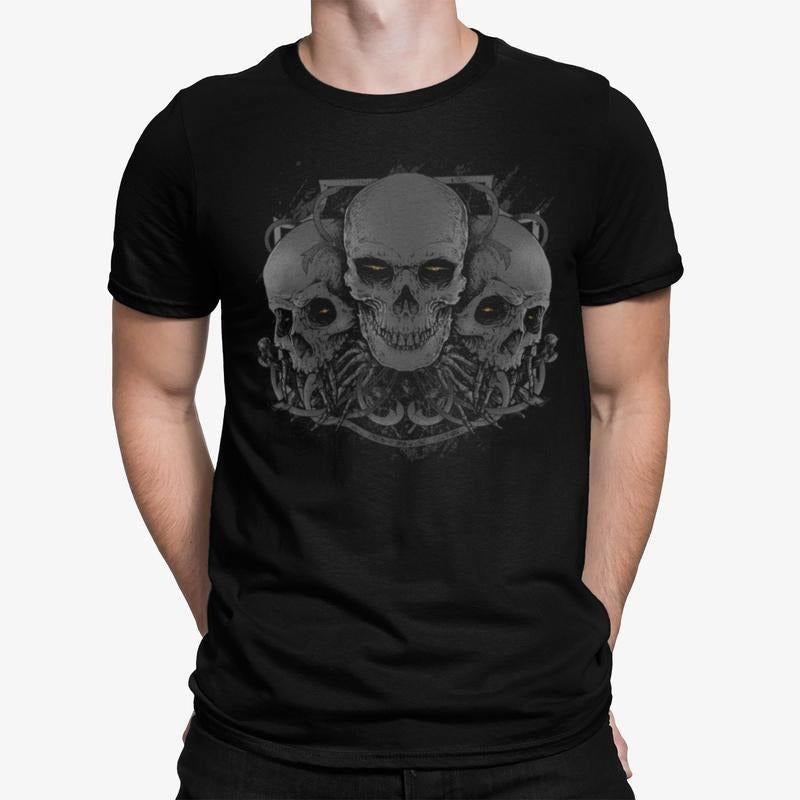 Demon Skulls Mens T-shirt Gothic Rock Skull Goth Skeleton Alternative Biker Hoodie, T-shirt and sweater Sweatshirt