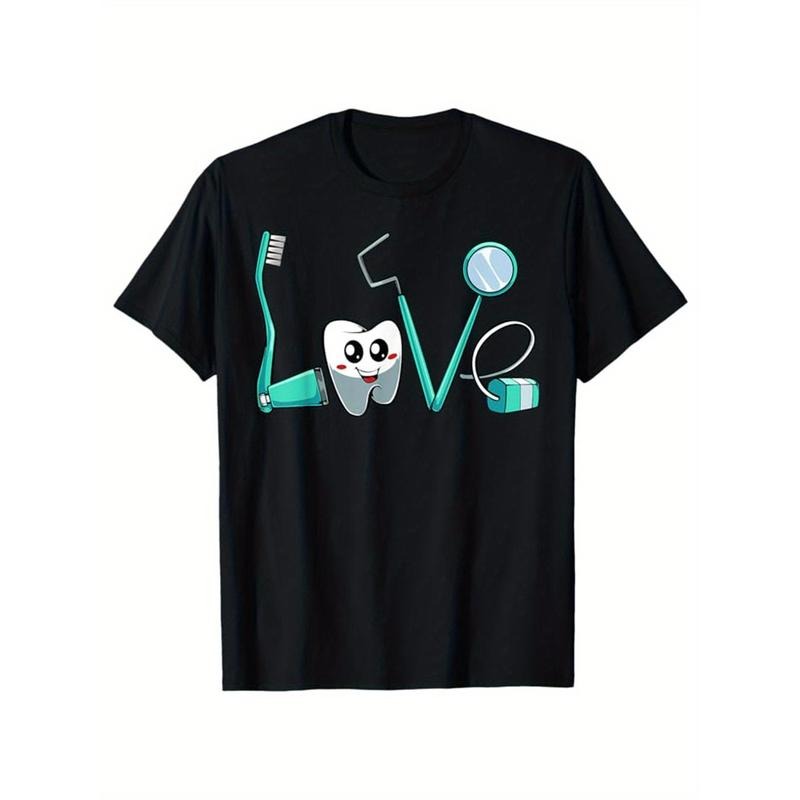 Dental Imprint, Dental Hygienist Dental Hygiene Gift T-shirt, men's cotton T-shirt, casual short-sleeved round neck...