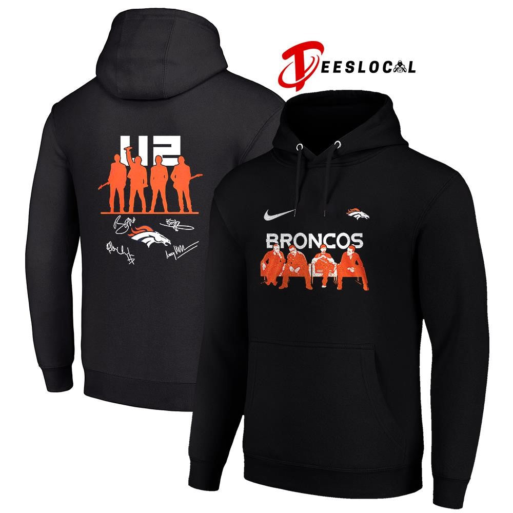 Denver Broncos x U2 band signature silhouette shirt