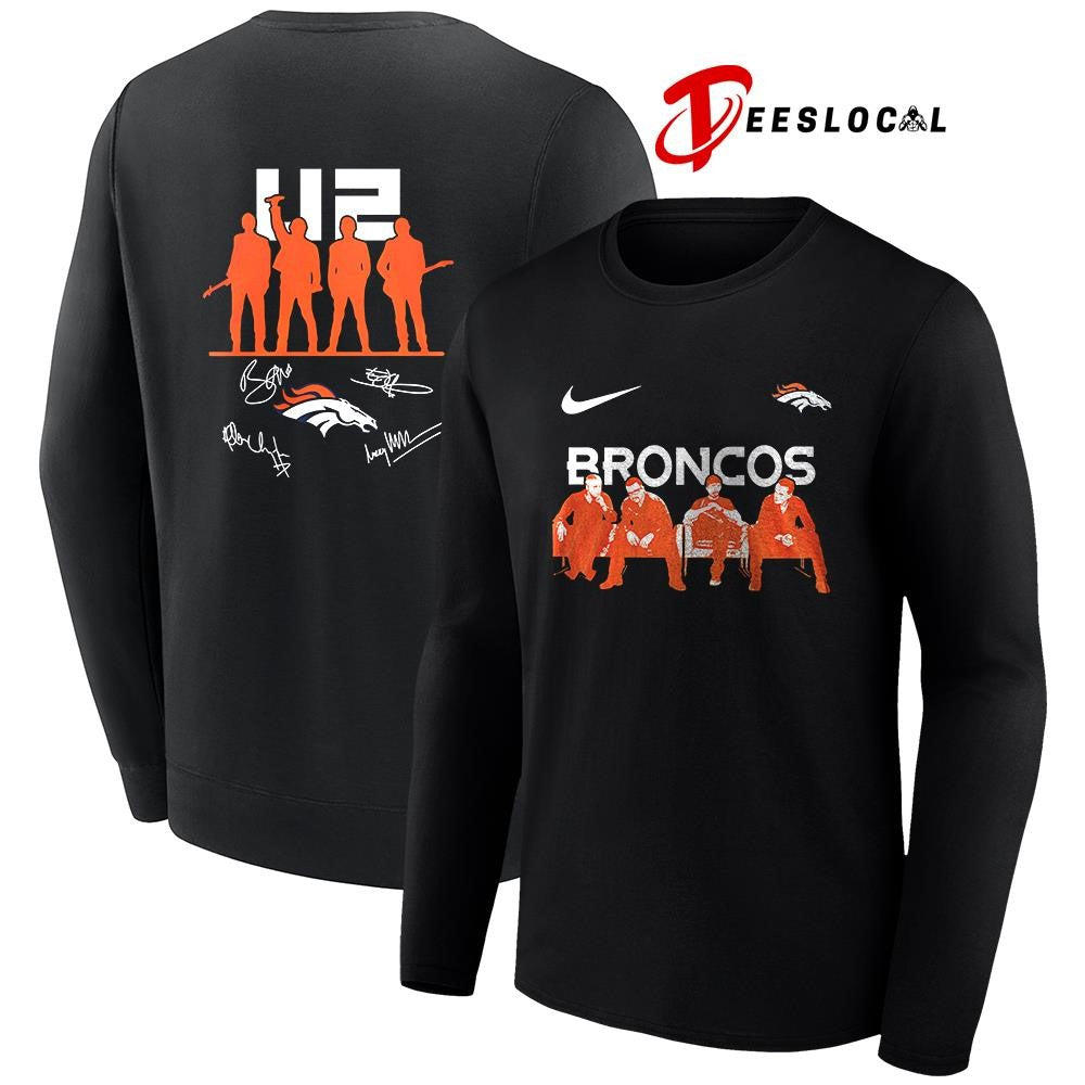 Denver Broncos x U2 band signature silhouette shirt