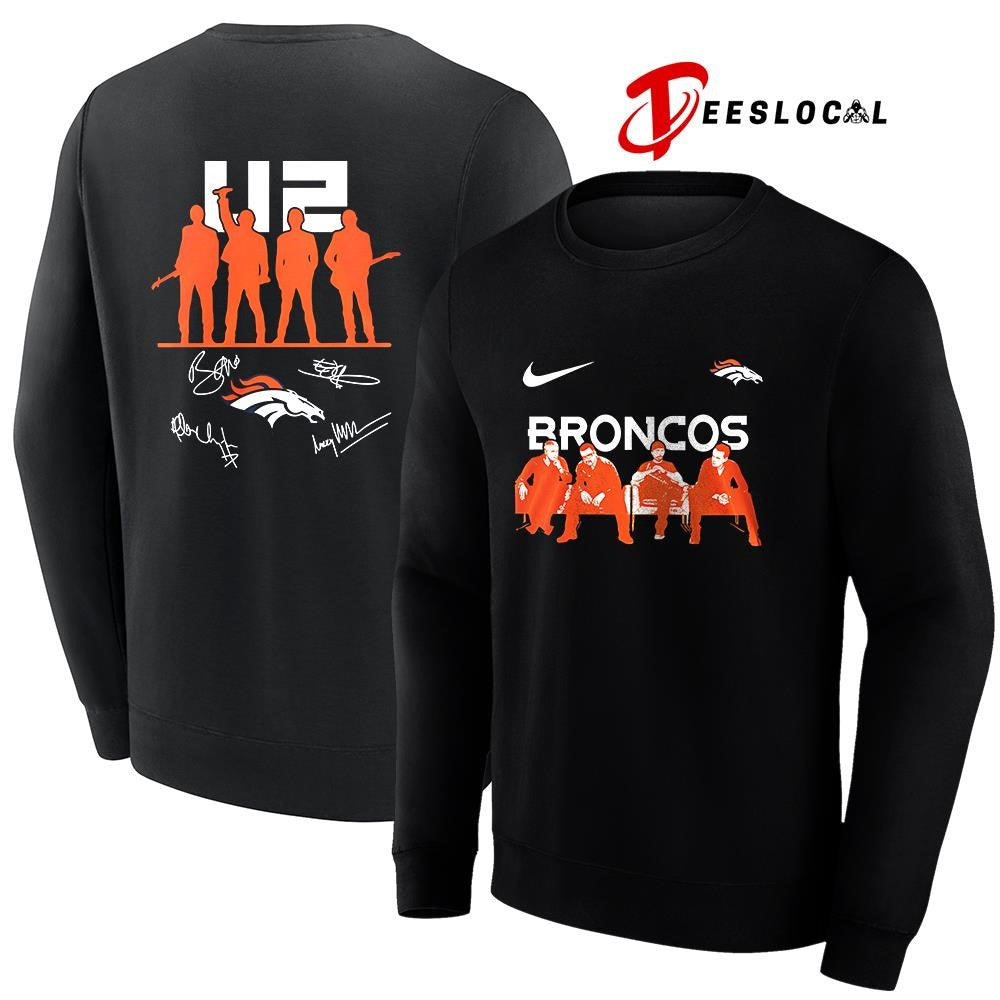 Denver Broncos x U2 band signature silhouette shirt